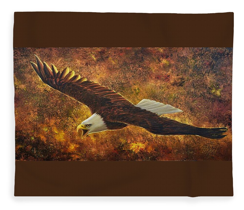 Eagle Fleece Blanket featuring the painting Cry of the heart by Lynne Pittard