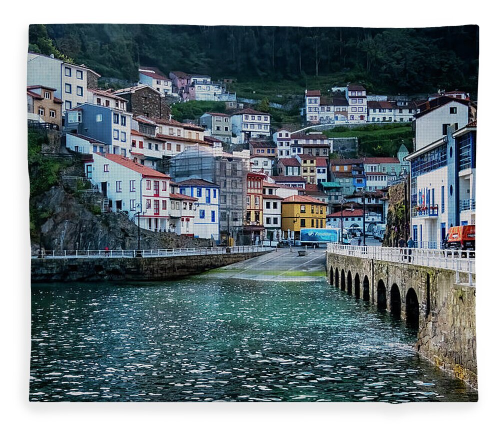Cudillero Spain Fleece Blanket featuring the photograph Cudillero Village by Tom Singleton