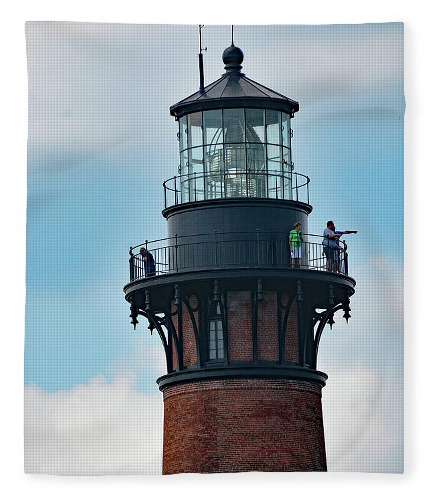 Currituck Beach Lighthouse Fleece Blanket featuring the photograph Currituck Lighthouse Lantern Room by Jimmie Bartlett