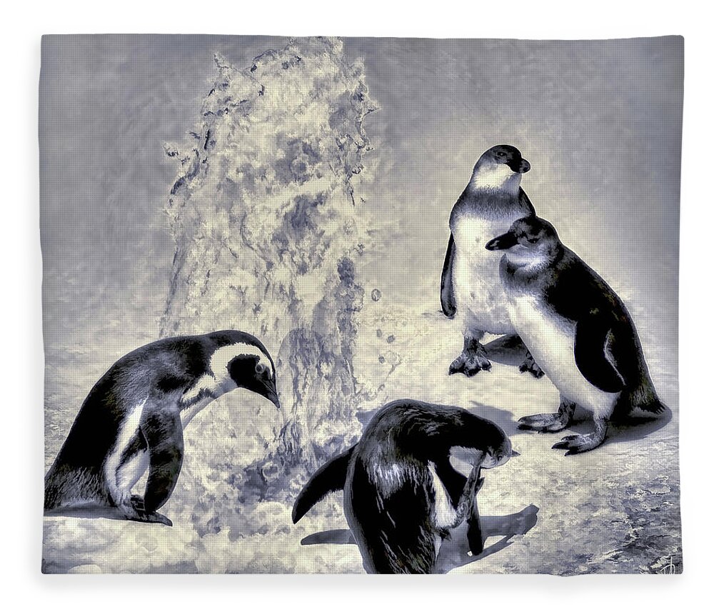 Penguins Fleece Blanket featuring the photograph Cute Penguins by Pennie McCracken