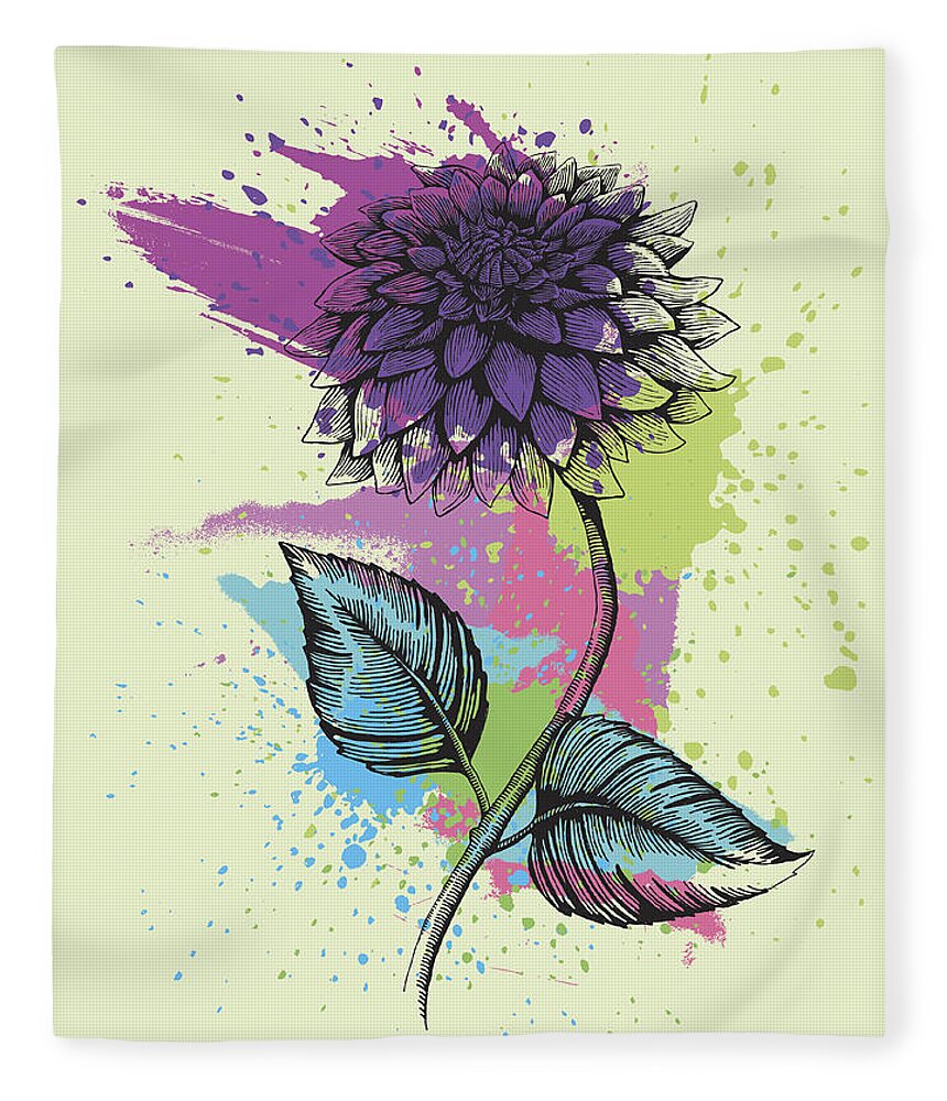 Engraving Fleece Blanket featuring the digital art Dahlia by Mecaleha