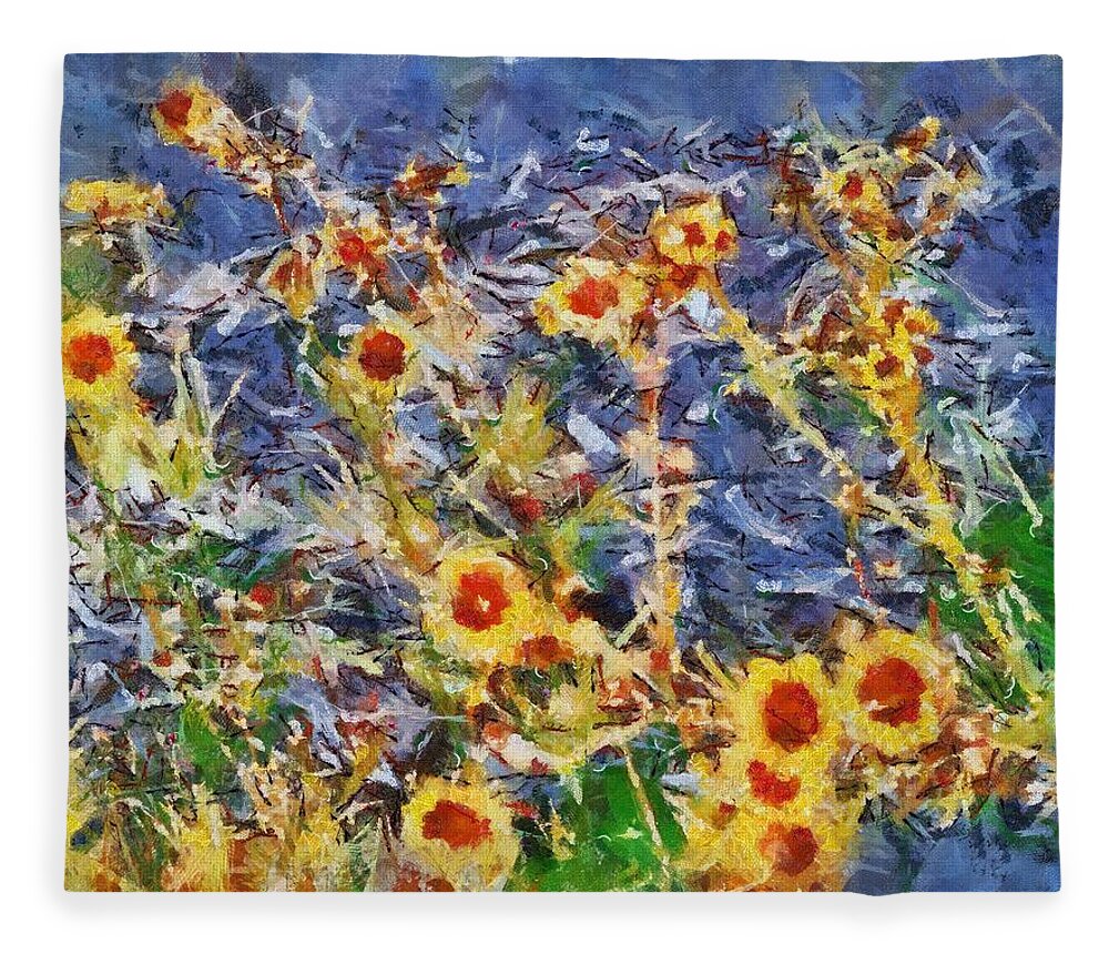 Daisies Fleece Blanket featuring the mixed media Daisies by Christopher Reed