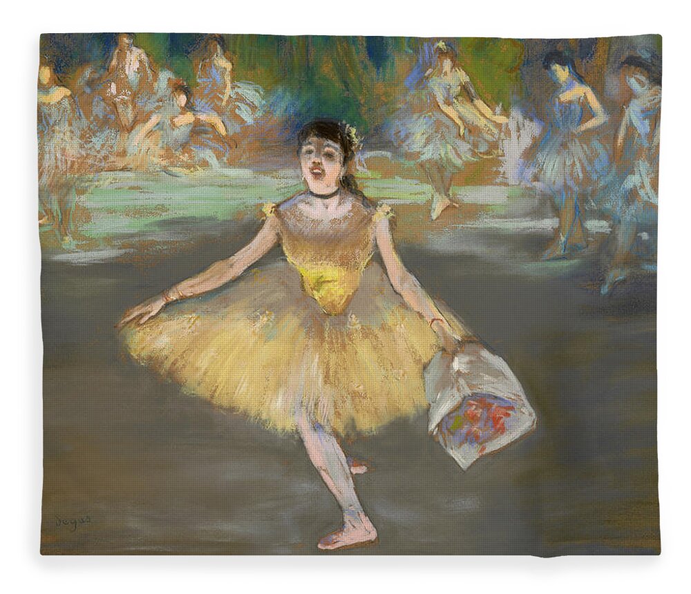 a Bouquet, Ballerina Fleece Blanket Sale by Edgar Degas