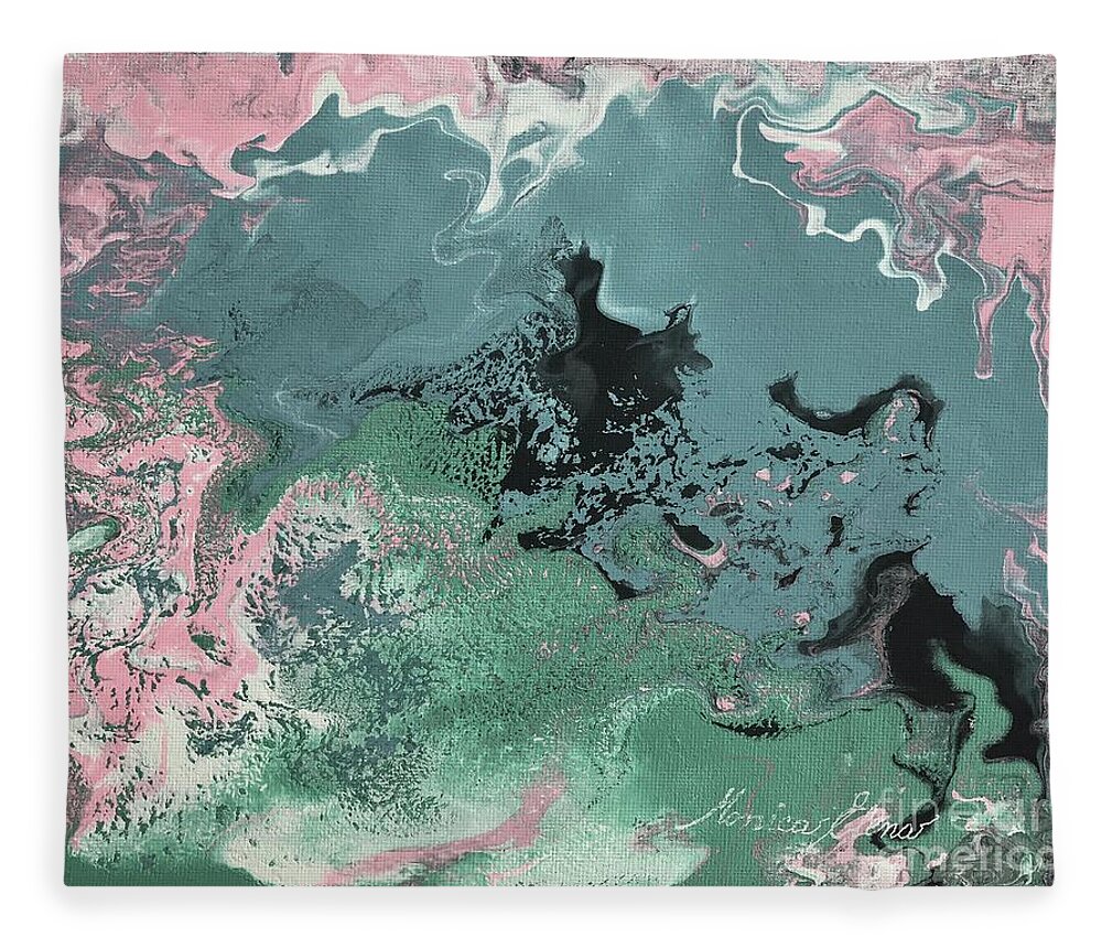 Abstract Art Fleece Blanket featuring the painting Dancing with the sky 1 by Monica Elena