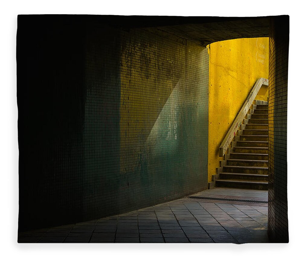 Street Fleece Blanket featuring the photograph Dark Underpass by Martin Vorel Minimalist Photography