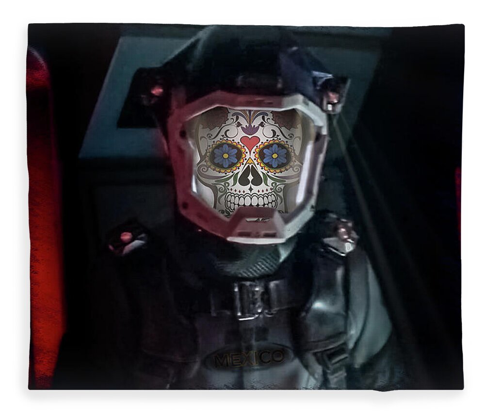 Mexican Fleece Blanket featuring the photograph Day of the Dead Astronaut by Micah Offman