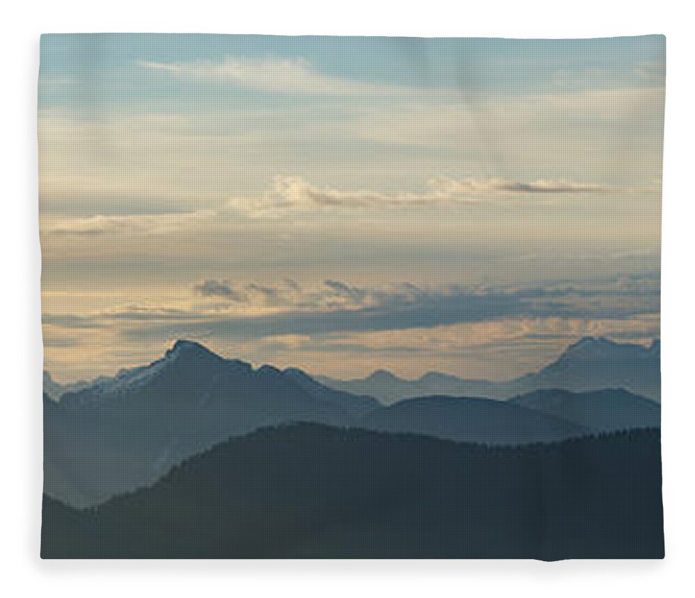 Canada Fleece Blanket featuring the photograph View From Mount Seymour at Sunrise Panorama by Rick Deacon