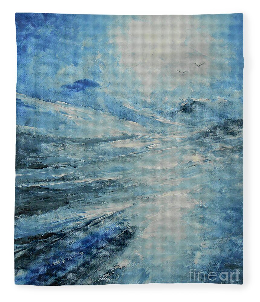 Abstract Fleece Blanket featuring the painting Daydream In Blue by Jane See