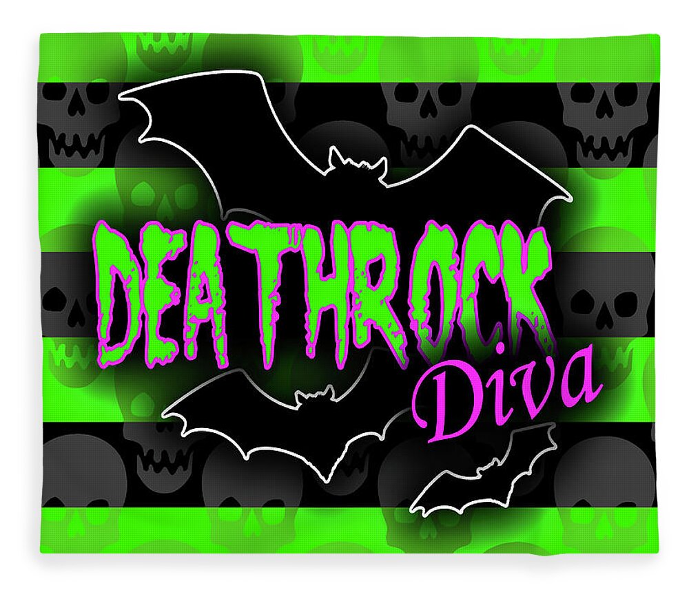 Deathrock Fleece Blanket featuring the digital art Deathrock Diva Graphic by Roseanne Jones