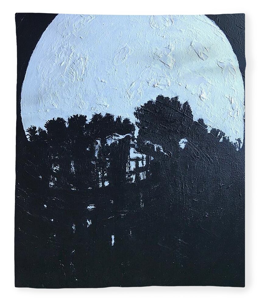 Moon Fleece Blanket featuring the painting December 21st by Medge Jaspan