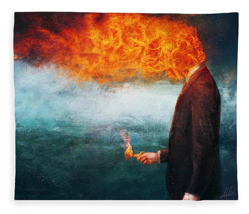 Fire Fleece Blanket featuring the painting Deep by Mario Sanchez Nevado