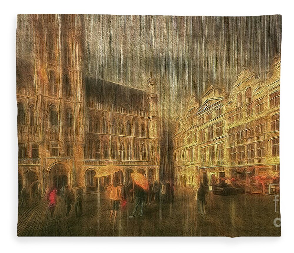 La Grande Place Fleece Blanket featuring the photograph Deluge by Leigh Kemp