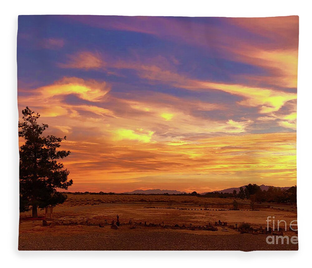 Sunset Fleece Blanket featuring the photograph Desert Delight at Dusk by J Marielle
