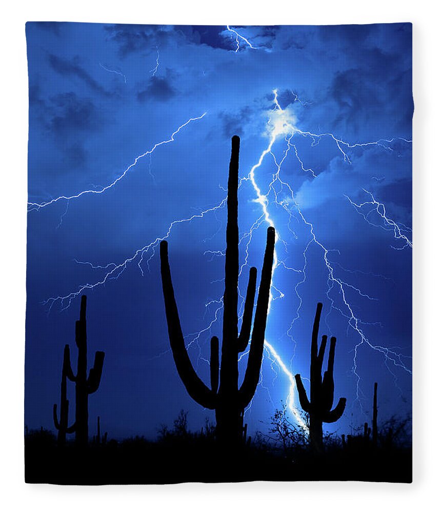 2018 Fleece Blanket featuring the photograph 1814 Desert Lightning by Kenneth Johnson