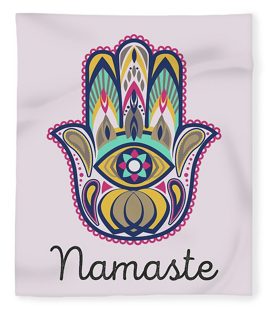 Devil Eye Hamsa Hand Namaste Fleece Blanket by Magdalena Walulik - Pixels