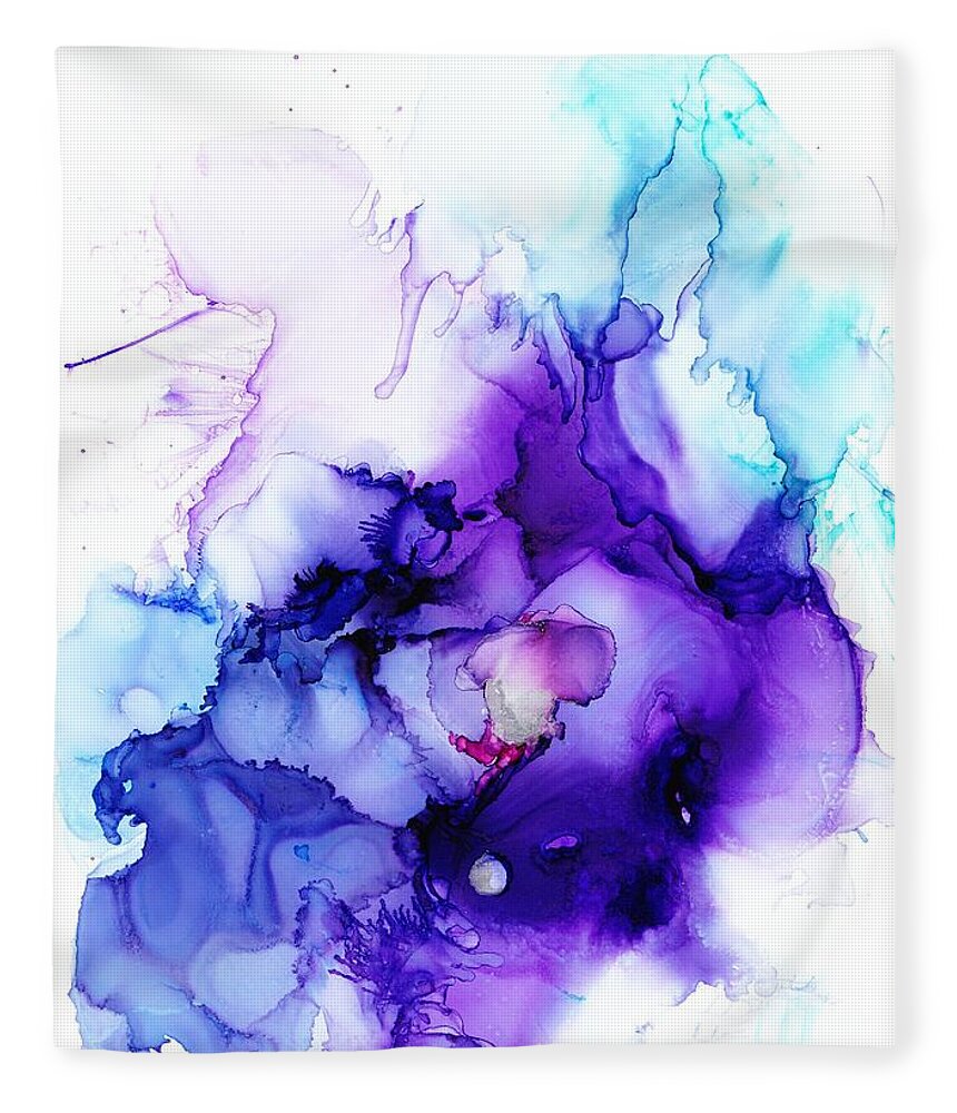 Abstract Fleece Blanket featuring the painting Diadem by Christy Sawyer