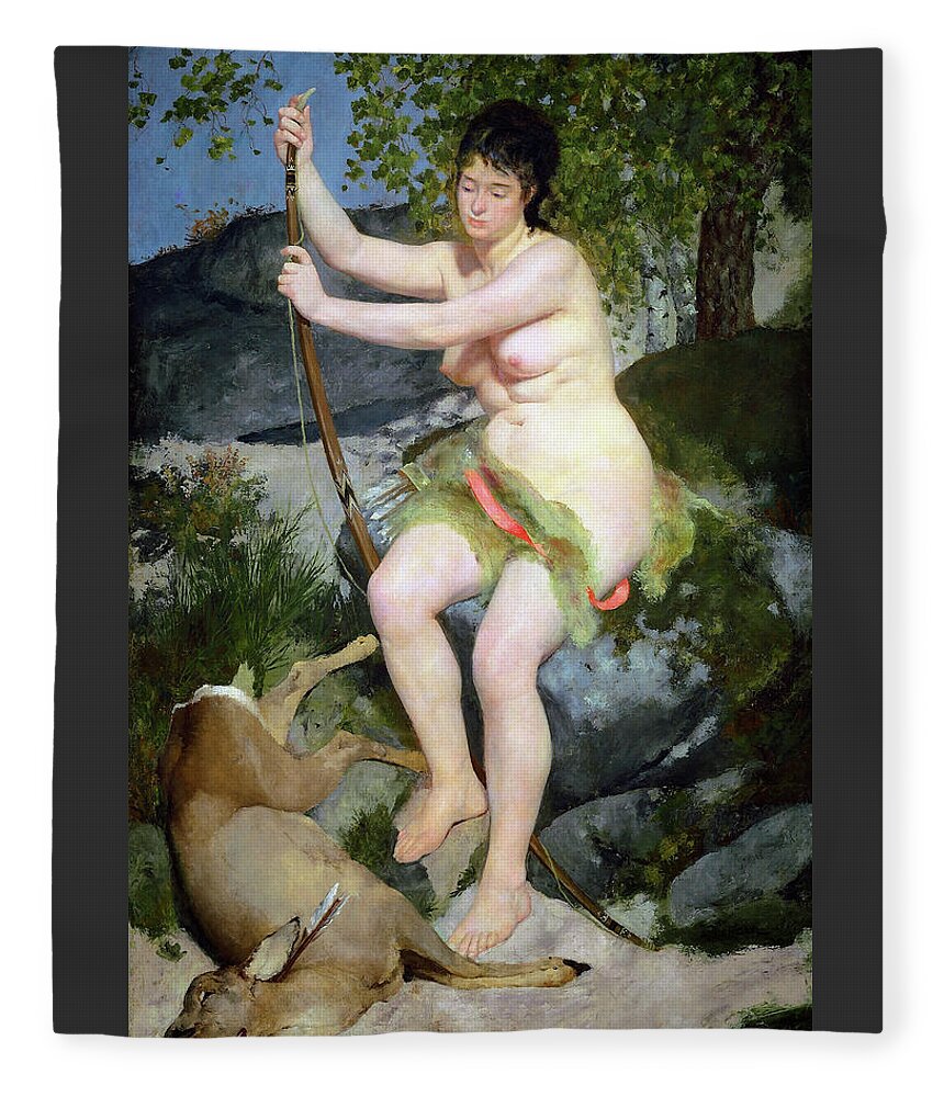 Diana As A Huntress Fleece Blanket featuring the painting Diana as a huntress - Digital Remastered Edition by Pierre-Auguste Renoir