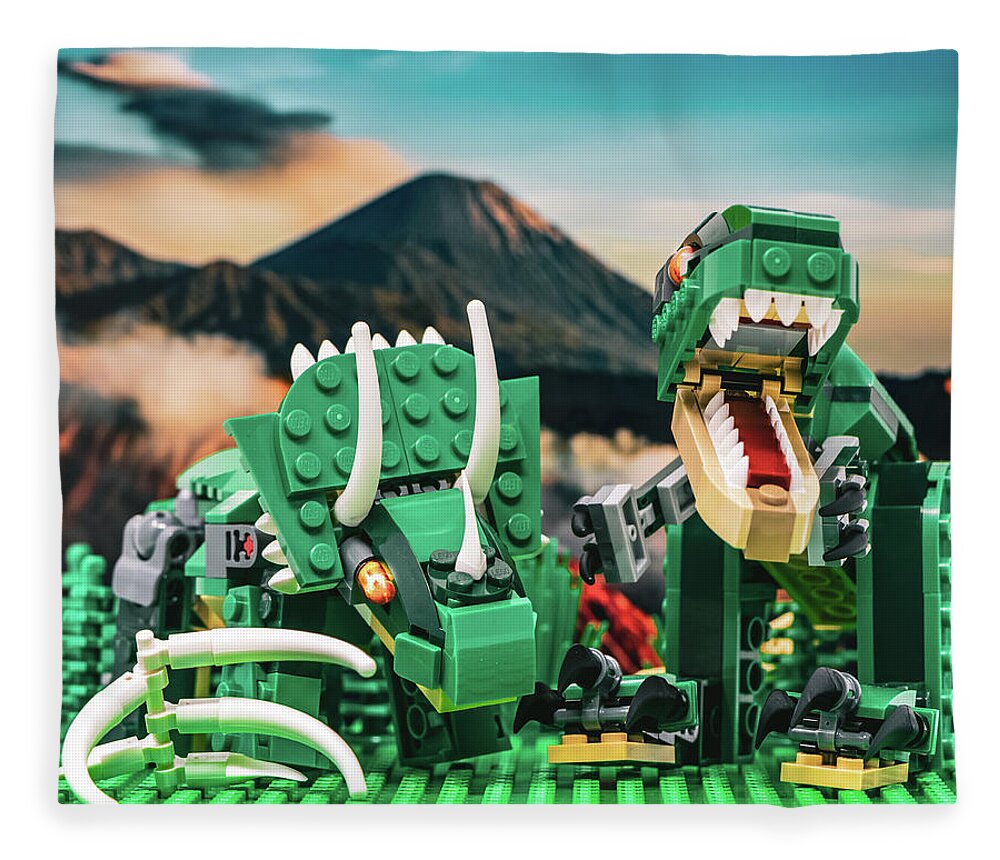 Lego Fleece Blanket featuring the photograph Dino Friends by Joseph Caban