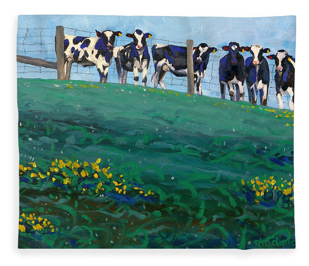 430 Fleece Blanket featuring the painting Distant Pastures by Phil Chadwick