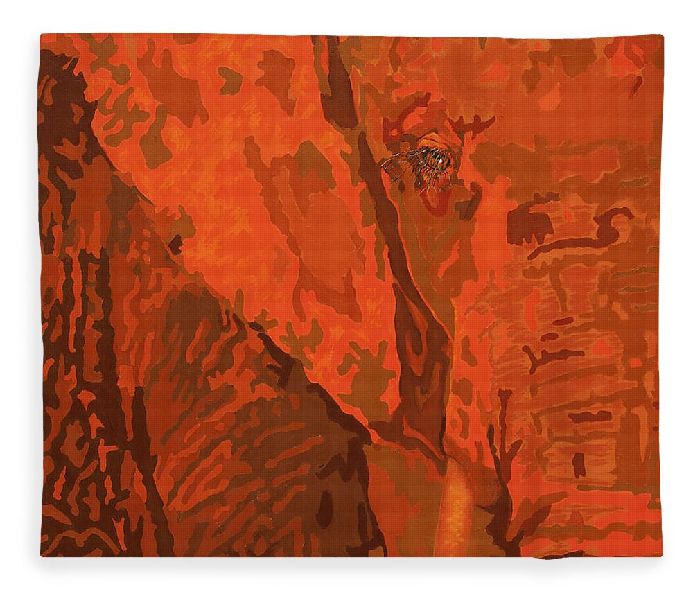 Elephant Fleece Blanket featuring the painting Do You See Me? by Cheryl Bowman