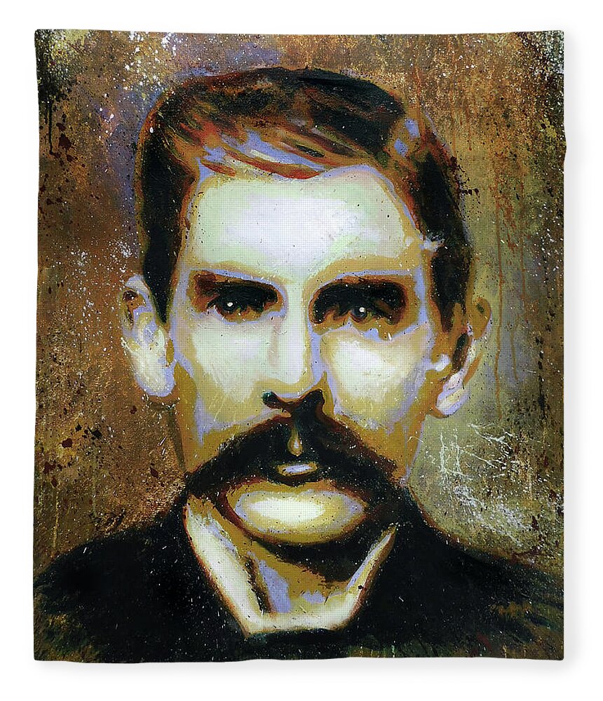 Doc Holliday Fleece Blanket featuring the painting Doc Holliday by Steve Gamba