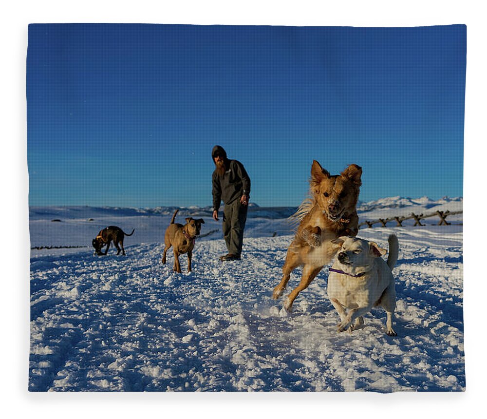 Dog Fleece Blanket featuring the photograph Dogs at play by Julieta Belmont