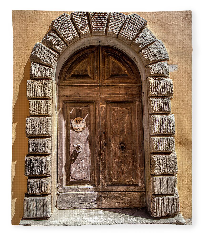 Tuscany Fleece Blanket featuring the photograph Door Thirty Two of Tuscany by David Letts