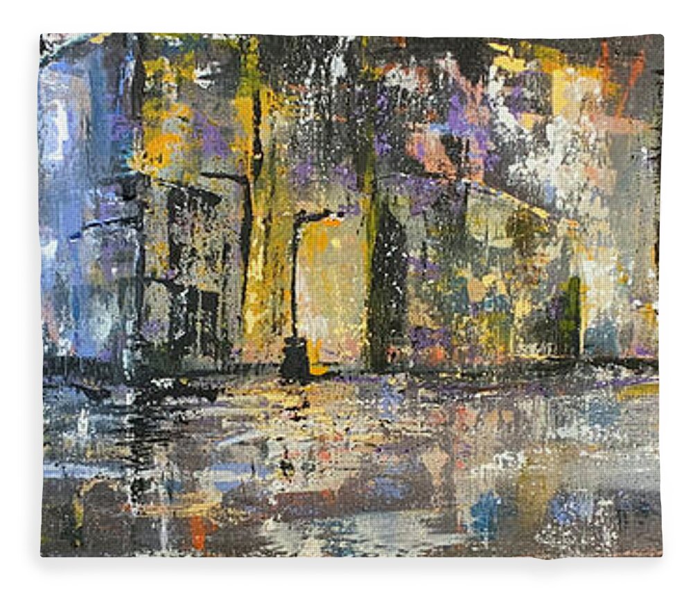Art Fleece Blanket featuring the painting Downtown Blues Uptown Jazz by Jack Diamond