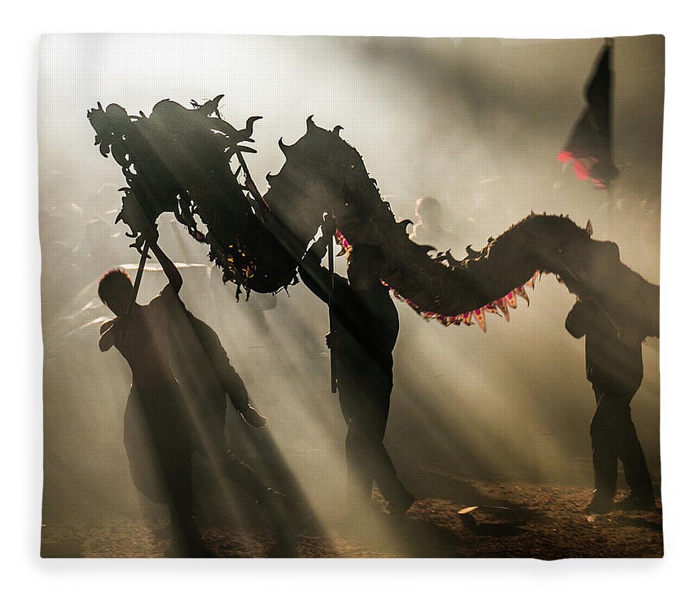 Chinese Culture Fleece Blanket featuring the photograph Dragon Bombing Festival by Ivan