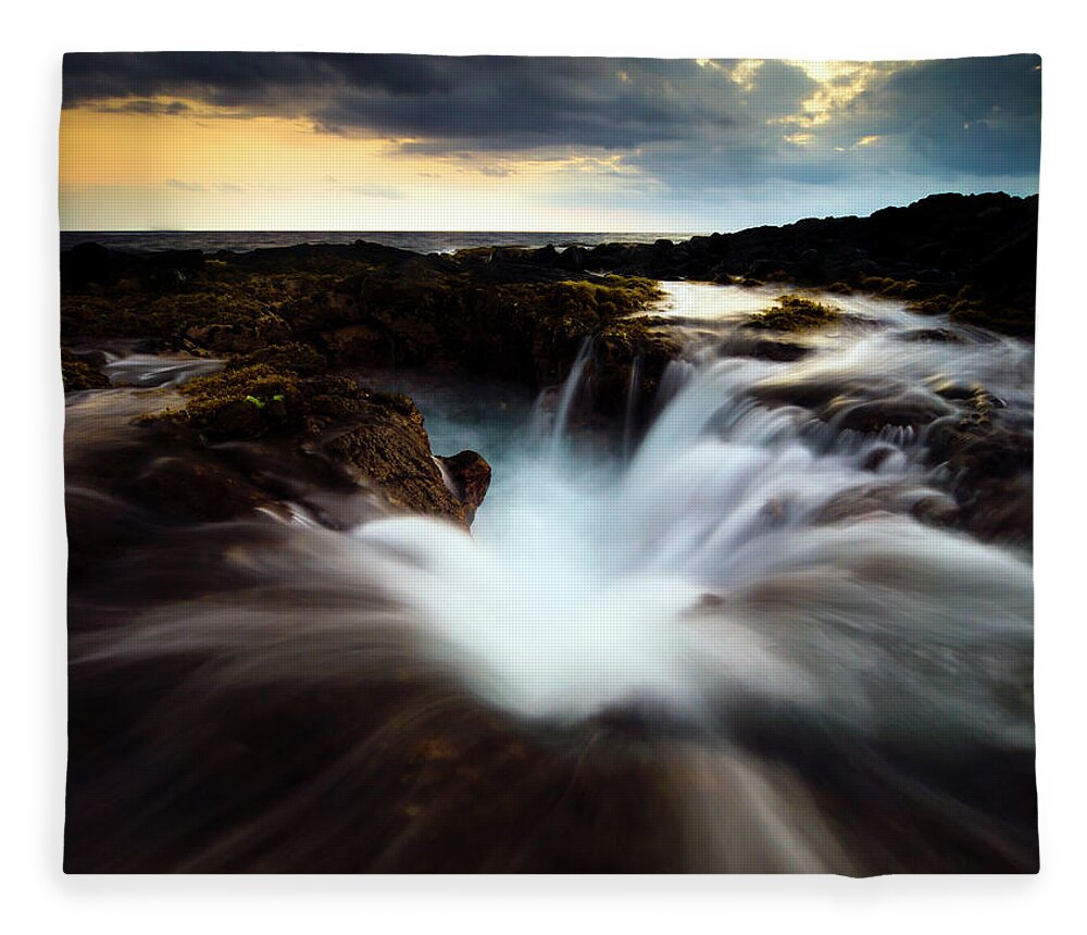 Kona Fleece Blanket featuring the photograph Dramatic Blow Hole by Christopher Johnson