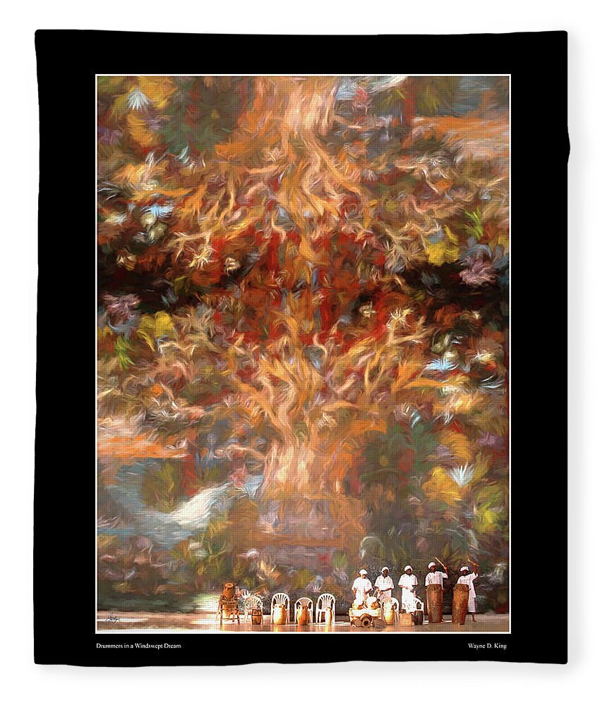Ghana Fleece Blanket featuring the photograph Drummers in a Windswept Dream Poster by Wayne King