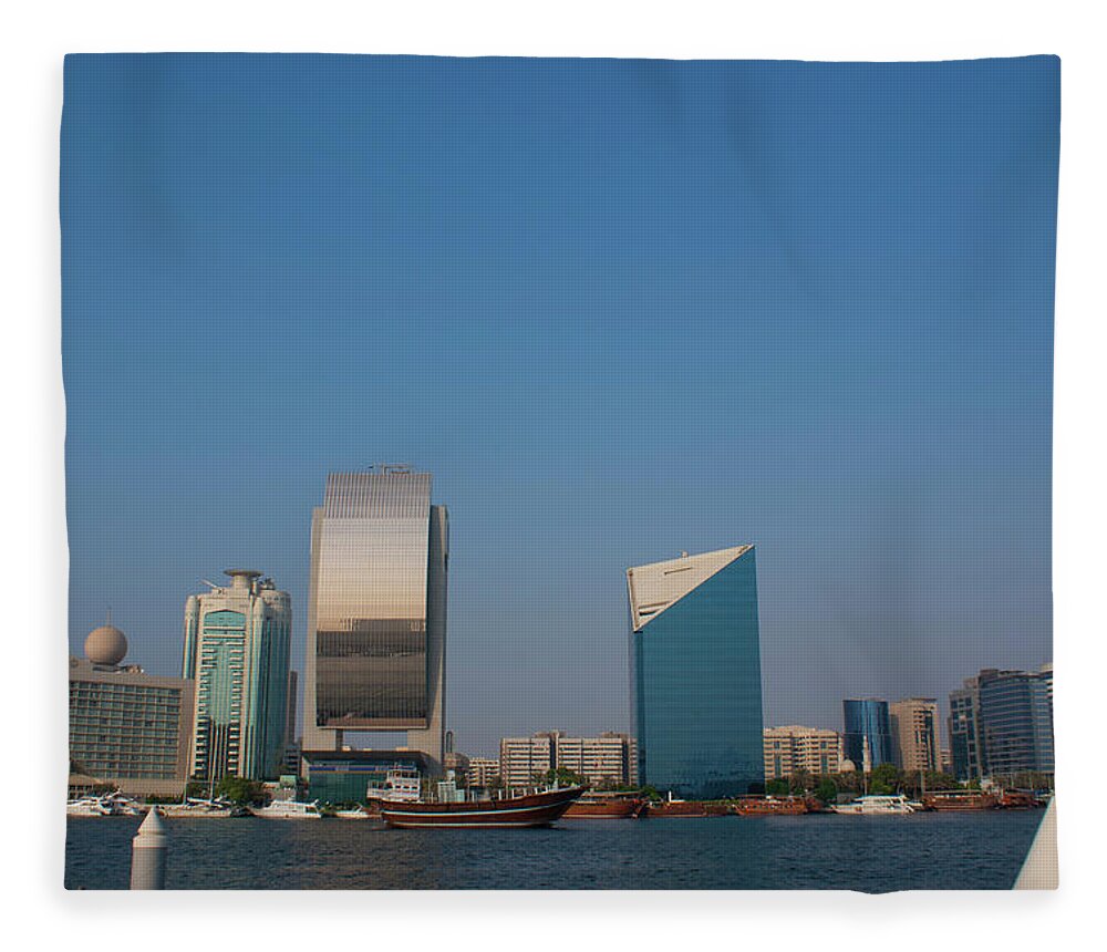 Clear Sky Fleece Blanket featuring the photograph Dubai Creek by Mark Williamson