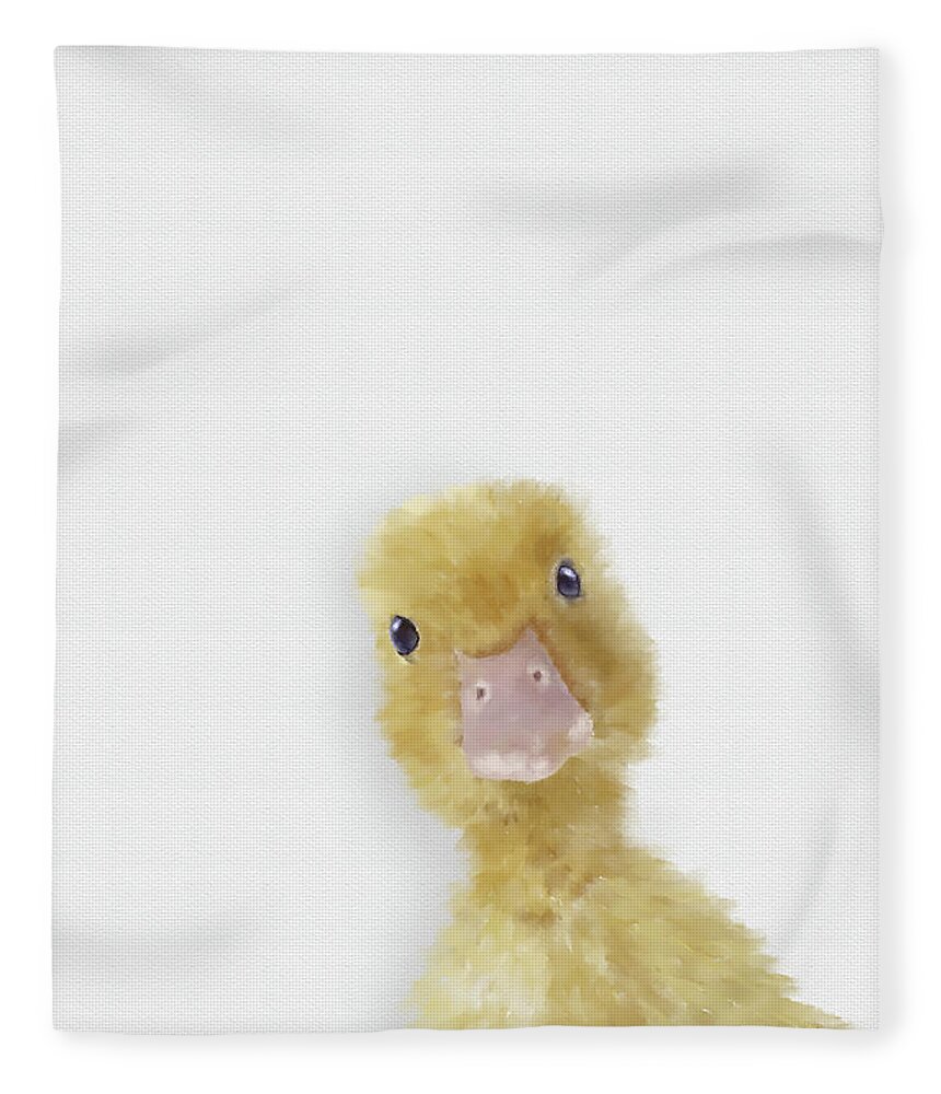 Duck Fleece Blanket featuring the digital art Duckling by Kathie Miller
