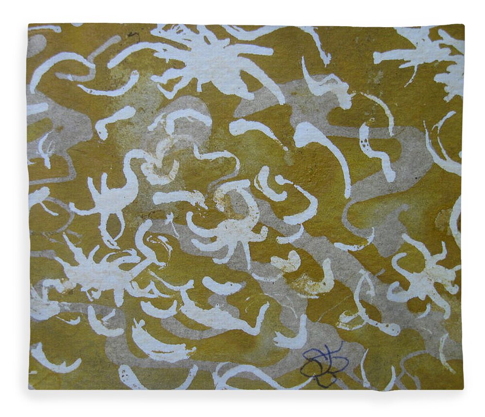 Yellow Fleece Blanket featuring the drawing Dull Yellow With Masking Fluid by AJ Brown