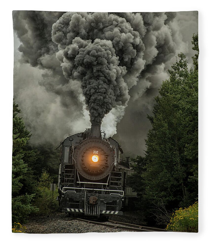 Railroad Fleece Blanket featuring the photograph Duluth Missabe and Iron Range 332 steam locomotive 1 by Jim Pearson