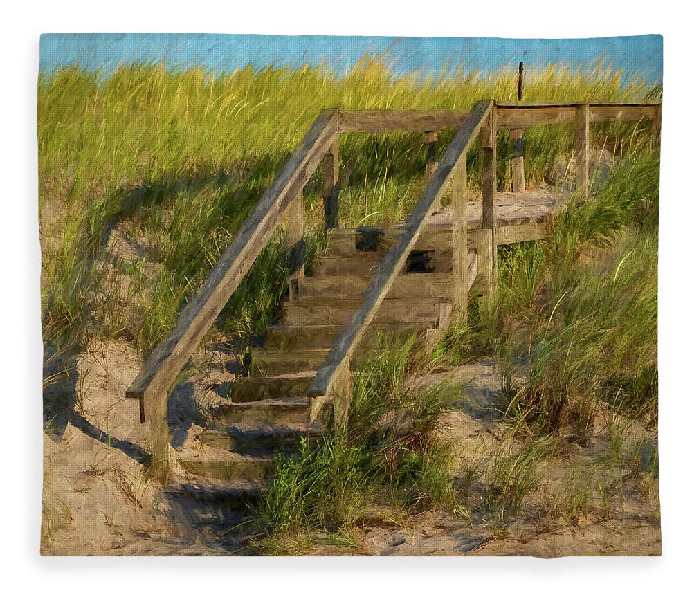 Wooden Fleece Blanket featuring the photograph Dune Steps by Cathy Kovarik