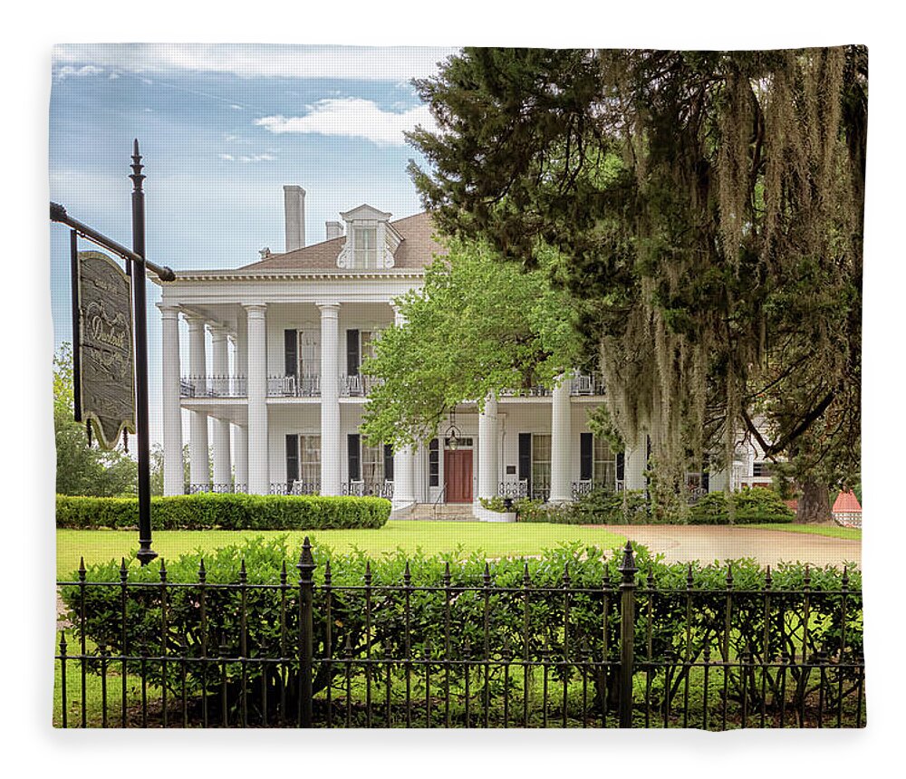 Dunleith Fleece Blanket featuring the photograph Dunleith - Natchez, Mississippi by Susan Rissi Tregoning