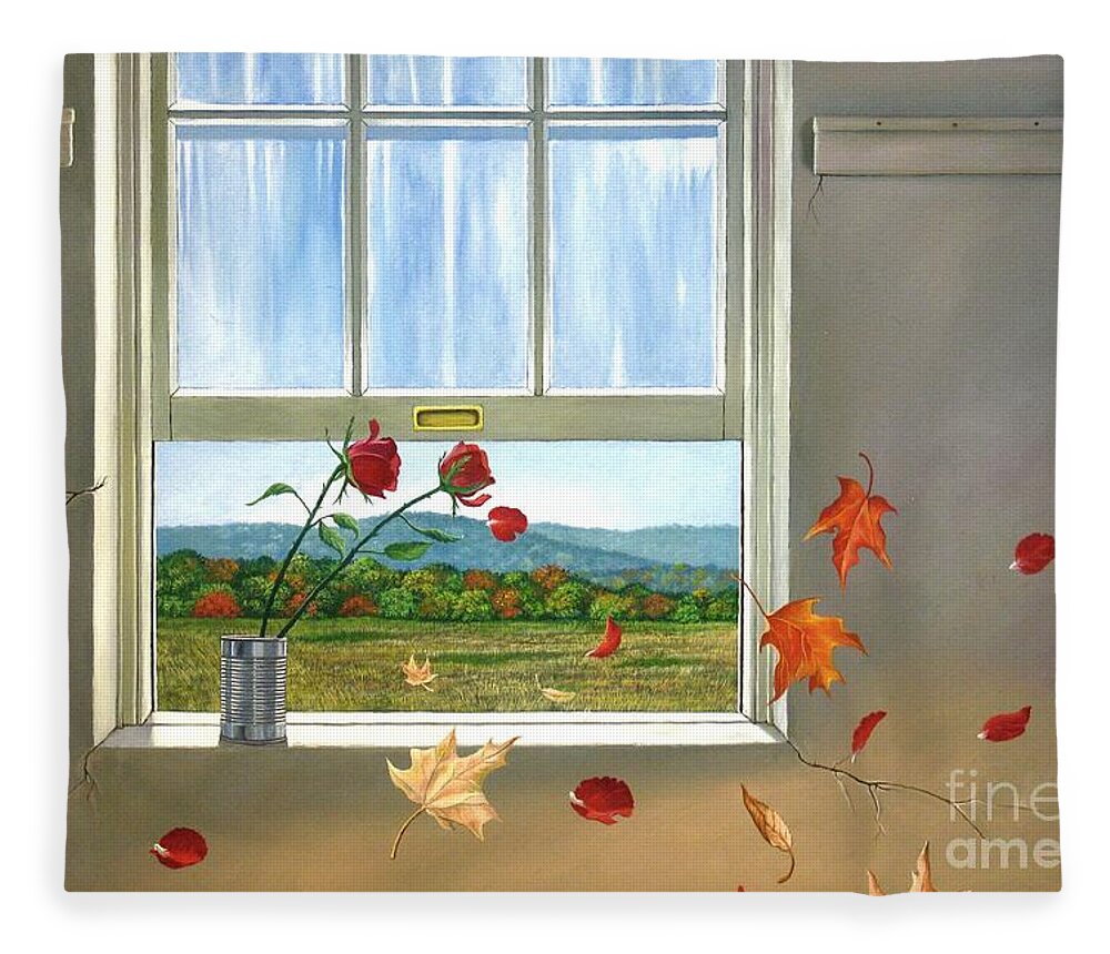 Rose Fleece Blanket featuring the painting Early Autumn Breeze by Christopher Shellhammer