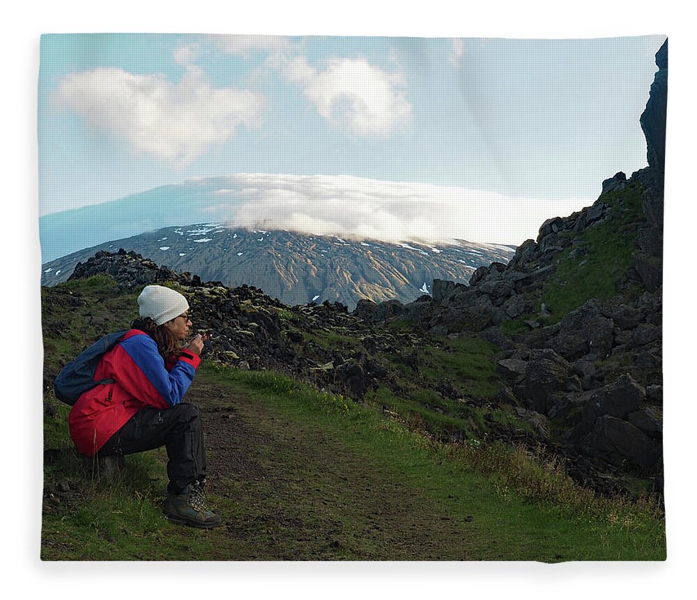 Iceland Fleece Blanket featuring the photograph Early Morning at Longranger Cliffs by David Bader