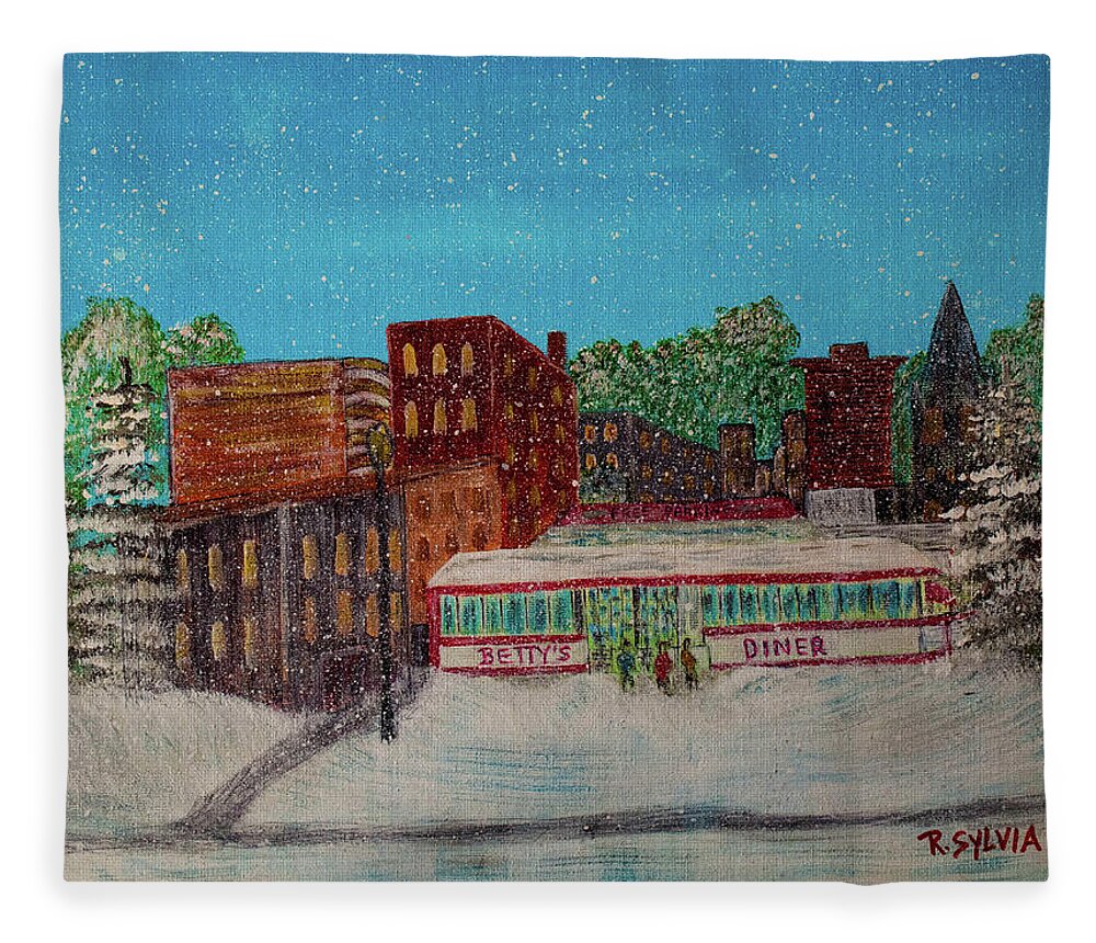 Snow Fleece Blanket featuring the painting Early Snow by Randy Sylvia