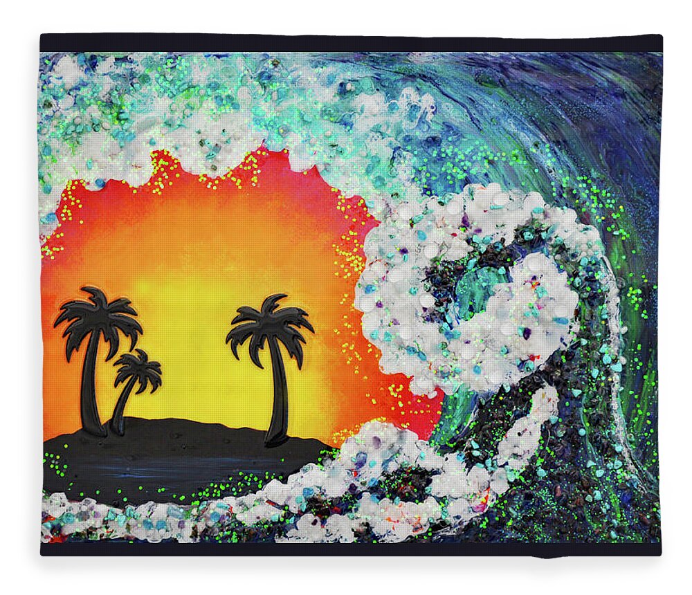 Wave Fleece Blanket featuring the mixed media Earth Gems #18W055 by Lori Sutherland