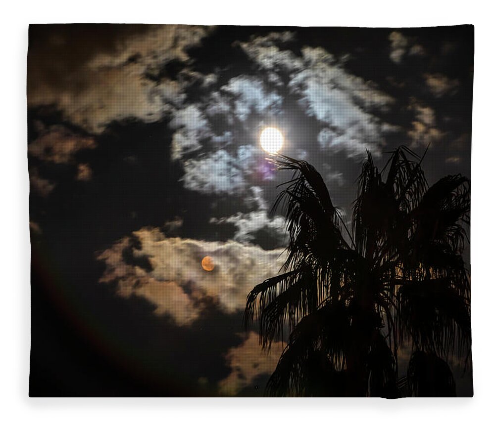 Moon Fleece Blanket featuring the photograph Earth With Two Moons by Gene Parks