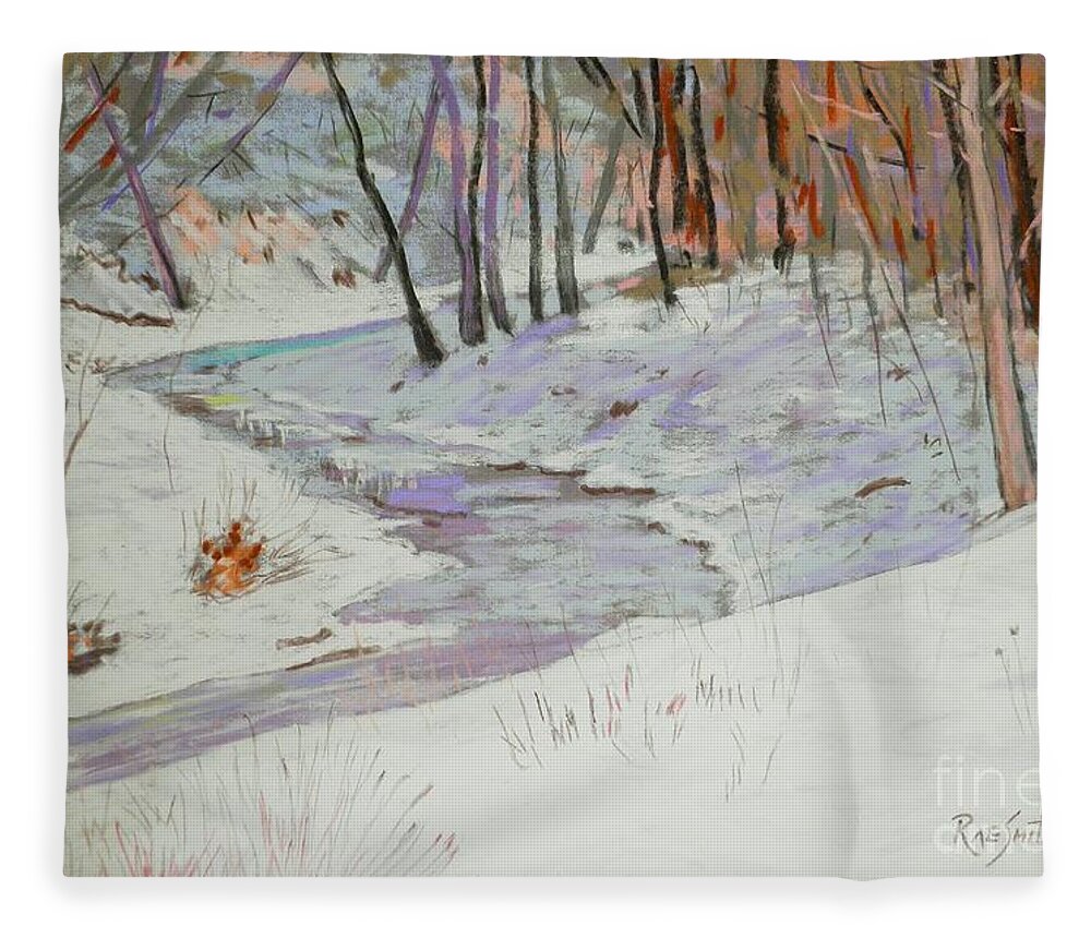 Pastels Fleece Blanket featuring the pastel East Uniacke Brook by Rae Smith PAC