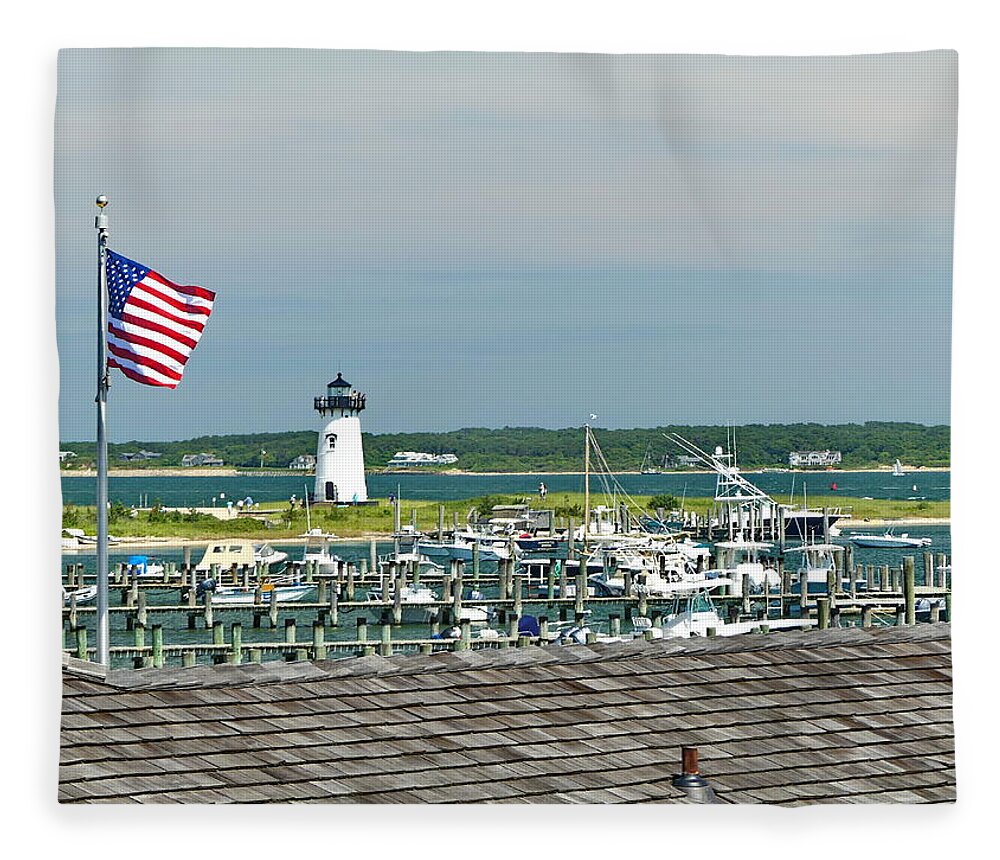 Edgartown Harbor Light Fleece Blanket featuring the photograph Edgartown Harbor Light by Lyuba Filatova