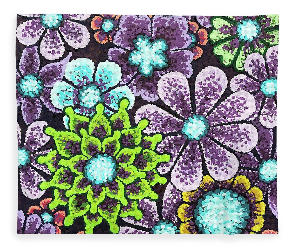 Floral Fleece Blanket featuring the painting Efflorescent 12 by Amy E Fraser