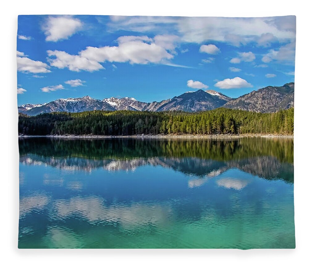 Alps Fleece Blanket featuring the photograph Eibsee Lake by Dawn Richards