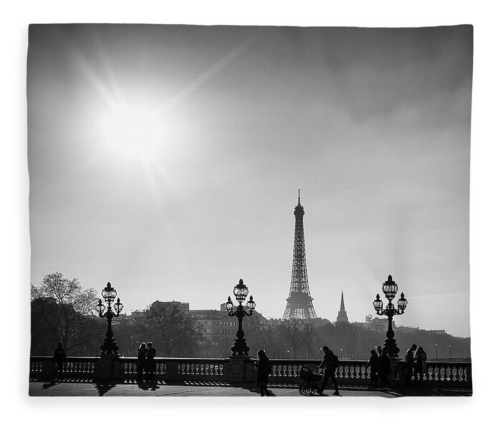 Eiffel Fleece Blanket featuring the photograph Eiffel Tower from Pont Alexandre 1 by Nigel R Bell