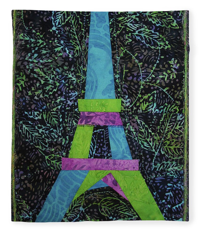  Fleece Blanket featuring the tapestry - textile Eiffel Tower by Pam Geisel