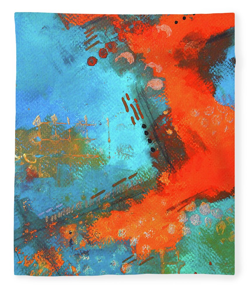 Expressionist Abstract Fleece Blanket featuring the painting Electricity 1 by Nancy Merkle