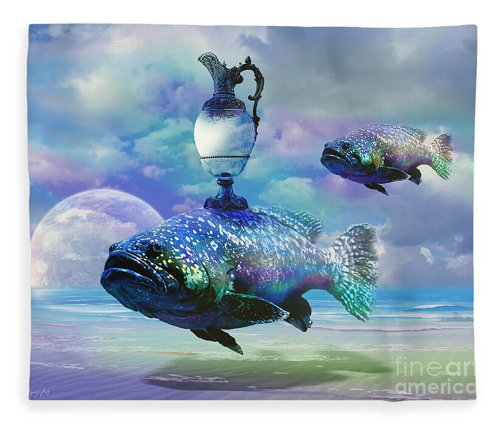 Fish Fleece Blanket featuring the digital art Elixir of eternal life by Alexa Szlavics